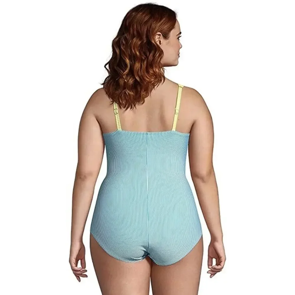 Lands' End Seersucker Striped Bathing Suit - Picture 5 of 10